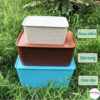 Giỏ nhựa hàn quốc song long có nắp đựng đồ đa năng size đại 00808