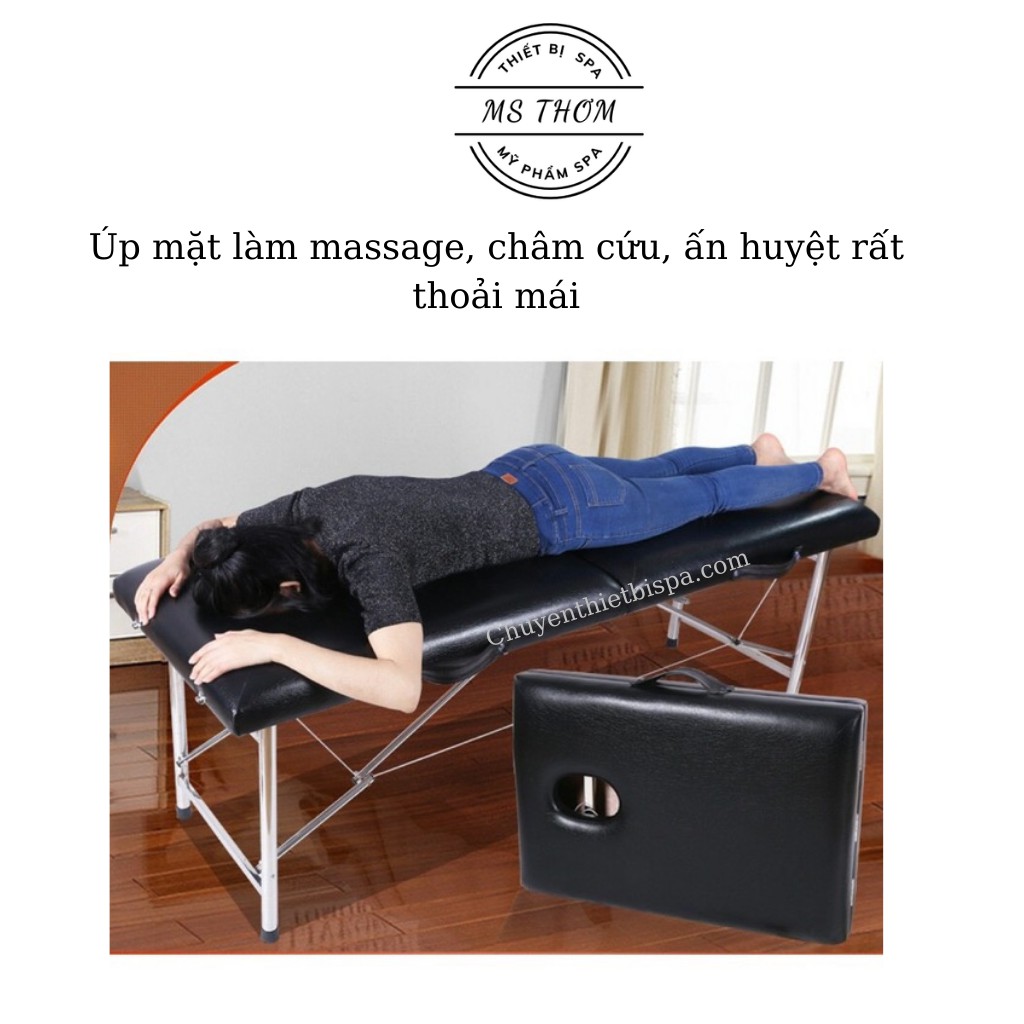 Giường Vali Phun Xăm Chân Inox Dùng Cho Spa, Tatoo, Nối Mi, Châm cứu, Ấn Huyệt