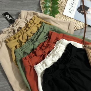 Quần short cạp cao linen