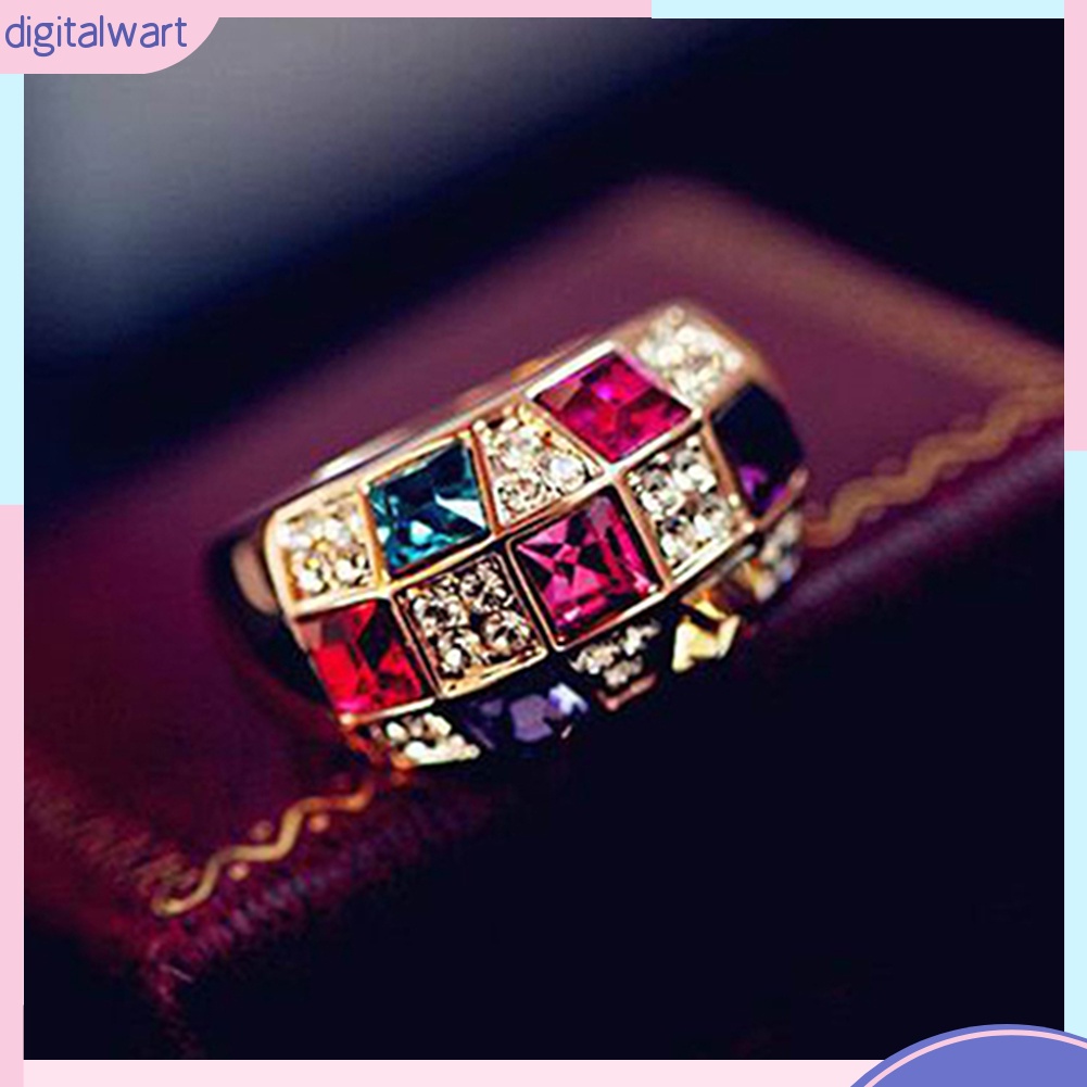 Nhẫn hợp kim đính đá nhiều màu