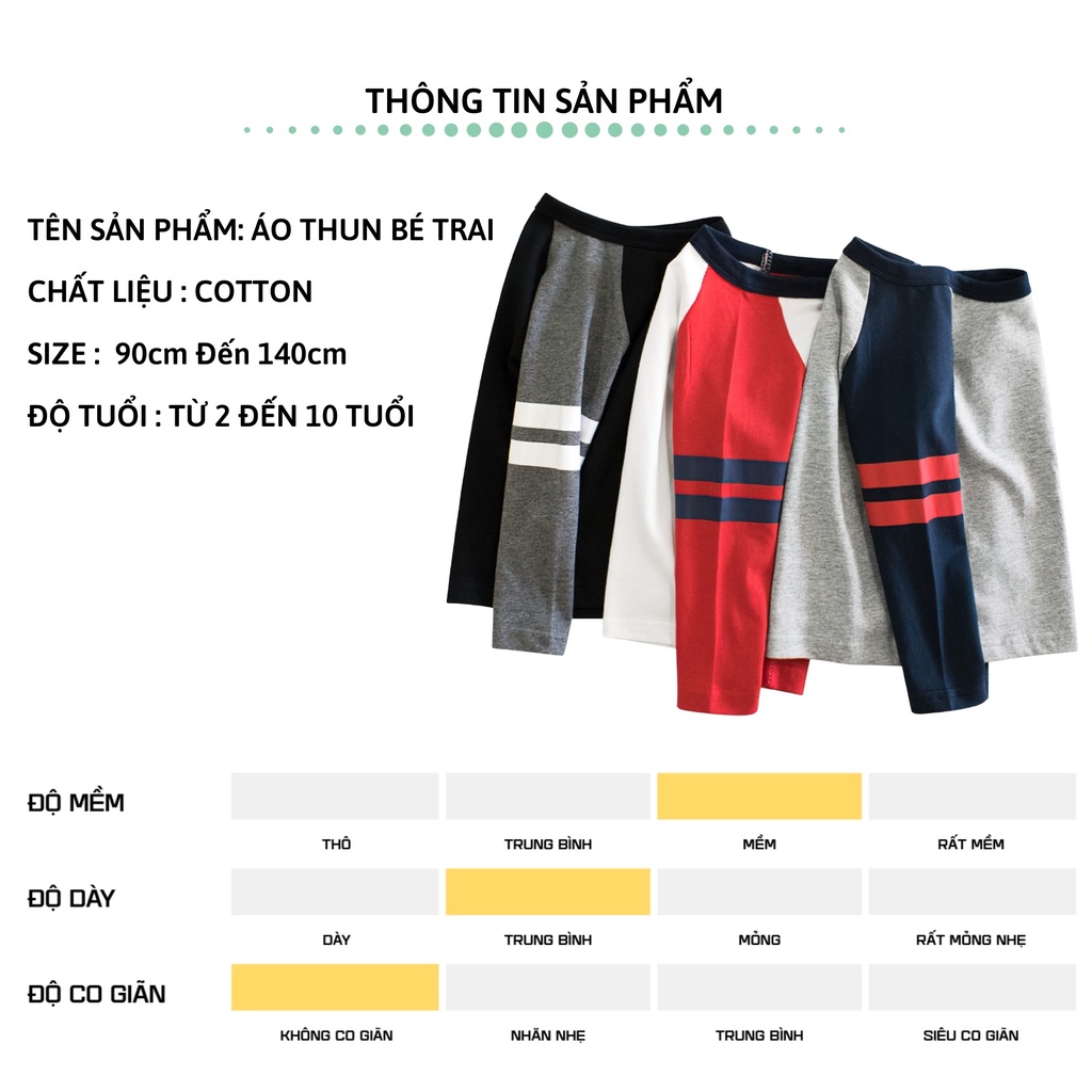 Áo thun dài tay bé trai 27Kids áo thu đông nam 100% Cotton cho trẻ từ 2-10 tuổi BLTS1