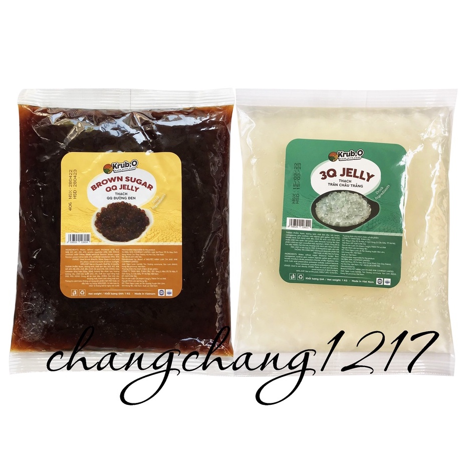 Thạch Ngọc Trai (Trân Châu) Trắng Caramel 3Q Krub.O Krubo Gói 1kg