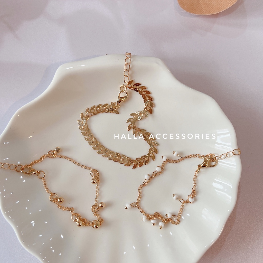 Vòng tay Lắc tay Hợp kim màu Gold 6 mẫu đa dạng phong cách HALLA VT114