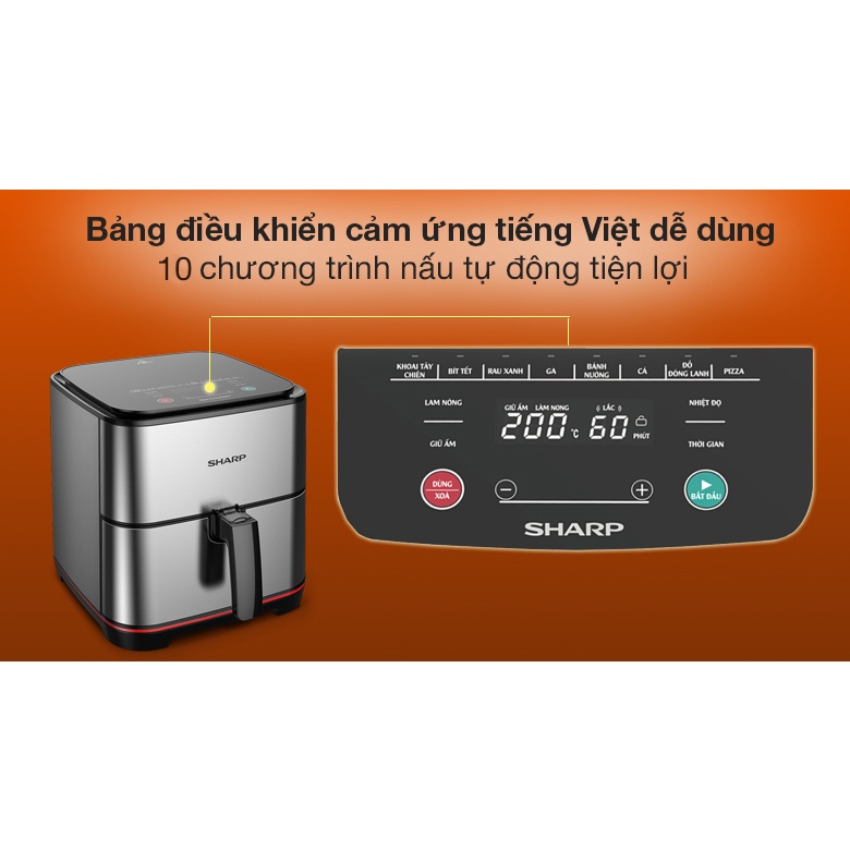 [Mã ELHADEV giảm 4% đơn 300K] Nồi Chiên Không Dầu Sharp KF-AF70EV-ST, Dung Tích 7L, Công Suất 1700W