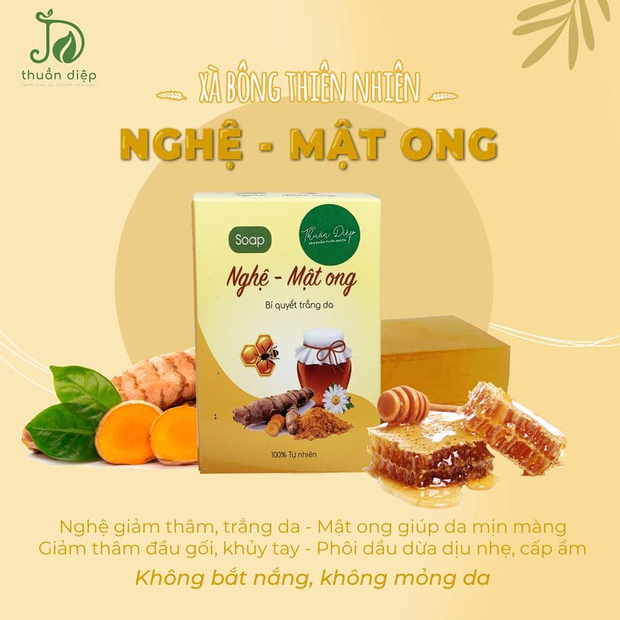 Xà bông thiên nhiên giúp sáng da, giảm thâm, giảm mụn cơ thể Handmade Thuần Diệp [Mua 2 tặng túi tạo bọt]