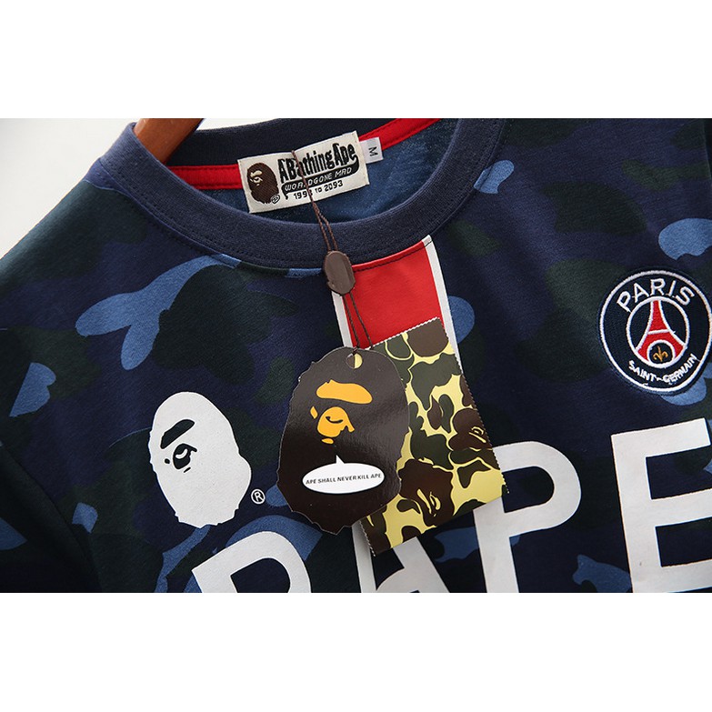 Mới Áo Thun BAPE PSG Họa Tiết Rằn Ri Cho Nam Và Nữ