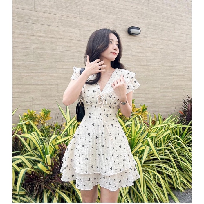 (Có Bigsize) ĐẦM NUDE NỀN HOA TAY TIÊN ĐAN NGỰC H17