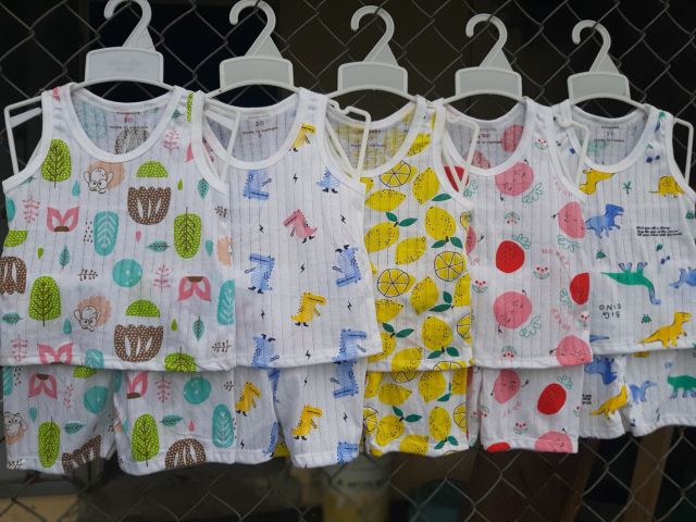 ( xã kho ) giá rẻ nhất  bộ cotton giấy ba lỗ / cộc tay bé gái bé trai size 4-16KG