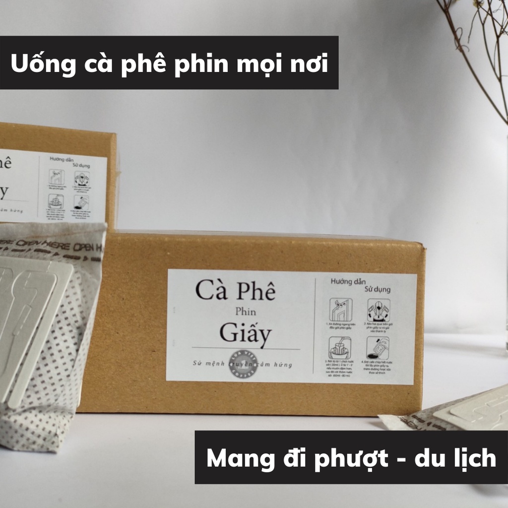 Cà phê phin giấy rang xay Robusta và Arabica nguyên chất chuẩn vị set 3 gói nhỏ gọn tiện lợi mang đi du lịch