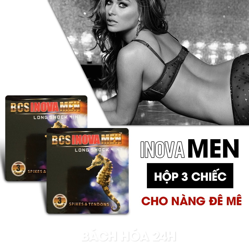 [Chính Hãng] Bao Cao Su Inova Men Gân Gai Long Shock - Mua 5 Bcs Siêu Gân Gai +Tặng Bcs 6 Bi Kéo Dài Thời Gian Lên Đinh