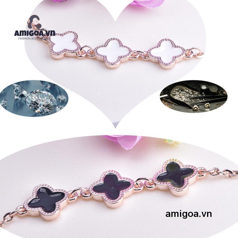 ✨✨Vòng tay kim loại phối mặt hình cỏ bốn lá thời trang Hàn Quốc xinh xắn