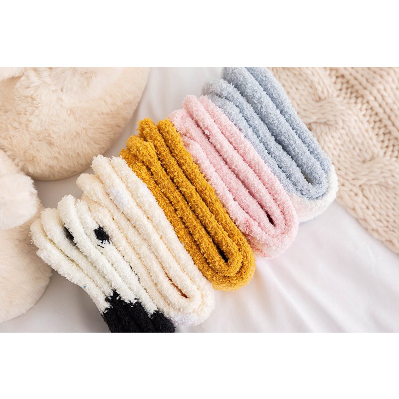 TLB09 Tất len bông tất lông cừu hình thú heo cáo chim cánh cụt panda gấu trúc xinh xinh