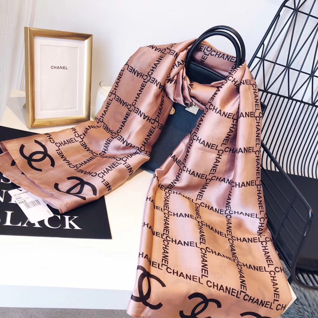 Khăn Choàng Lụa Dáng Dài Họa Tiết Kẻ Sọc Thời Trang Đi Biển Cho Nữ