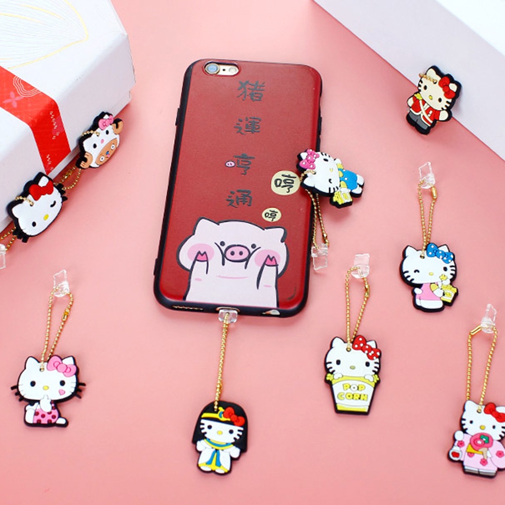 1 Dây Gắn Điện Thoại Di Động Chống Bụi Bằng Silicon Mềm Hình Hoạt Hình Dễ Thương Thông Dụng