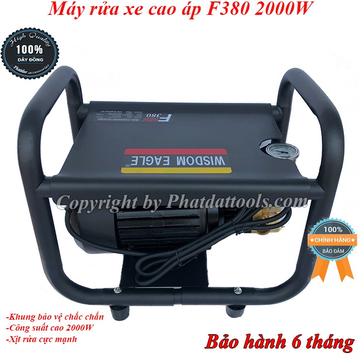 🛴FREESHIP 🛴 Máy xịt rửa xe cao áp F380 dạng công nghiệp-Công suất 2000W-Đầy đủ phụ kiện,tặng bình bọt tuyết mini