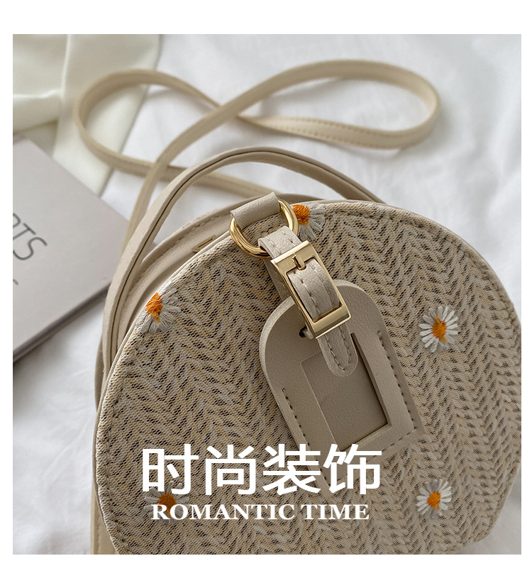 Túi cói JASMIN NOIR hình tròn nhỏ đeo chéo kiểu dáng đơn giản phong cách retro dành cho nữ