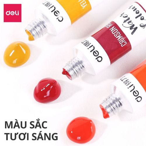 Màu nước DELI dạng tuýp cao cấp hòa tan che phủ tốt 12 18 24 màu -73850/ 73851/ 73852