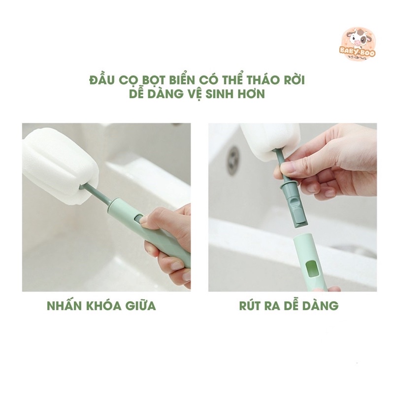 Cọ rửa bình sữa cho bé đầu mút xốp có thể thay thế