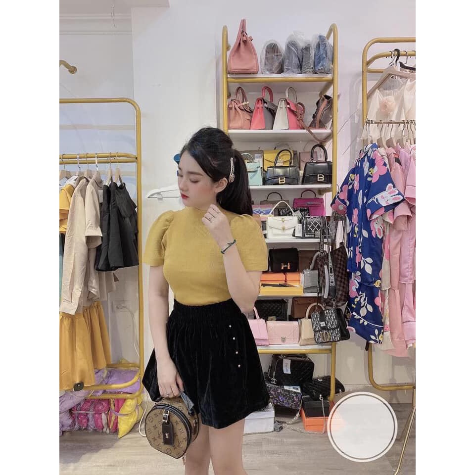 Áo len cộc tay phồng siêu cá tính, lên dáng xinh - SCXA68