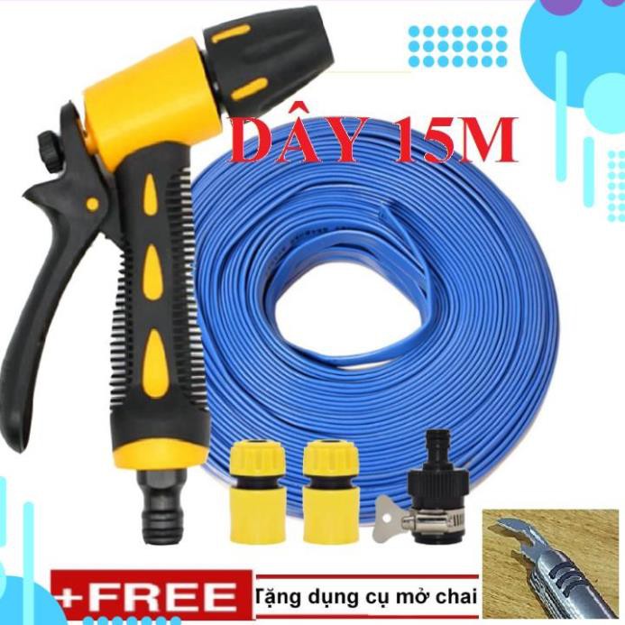 Bộ dây vòi xịt ❤️bơm nước phun sương❤️ ✔, tăng áp 3 lần, loại 15m 206319 cút sập, + 🎁 mở chai