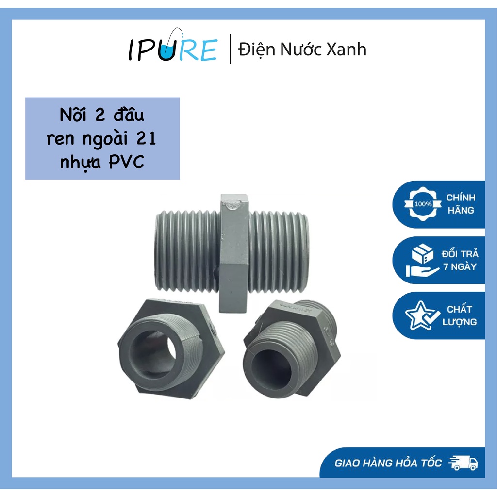 Nối 2 Đầu Răng 21 Nối 2 Đầu Ren Ngoài 21 - 21 Nhựa PVC Bình Minh