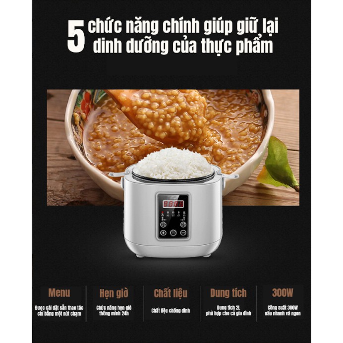 Nồi cơm điện thông minh đa chức năng nhỏ hộ gia đình, nồi cơm 2L Sanxingkeji [BẢO HÀNH, UY TÍN 1 ĐỔI 1]