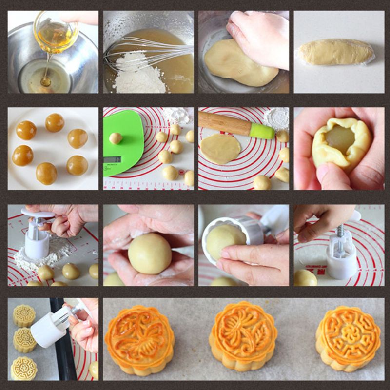 Khuôn Làm Bánh Trung Thu 100g 4 Ngăn Tiện Dụng