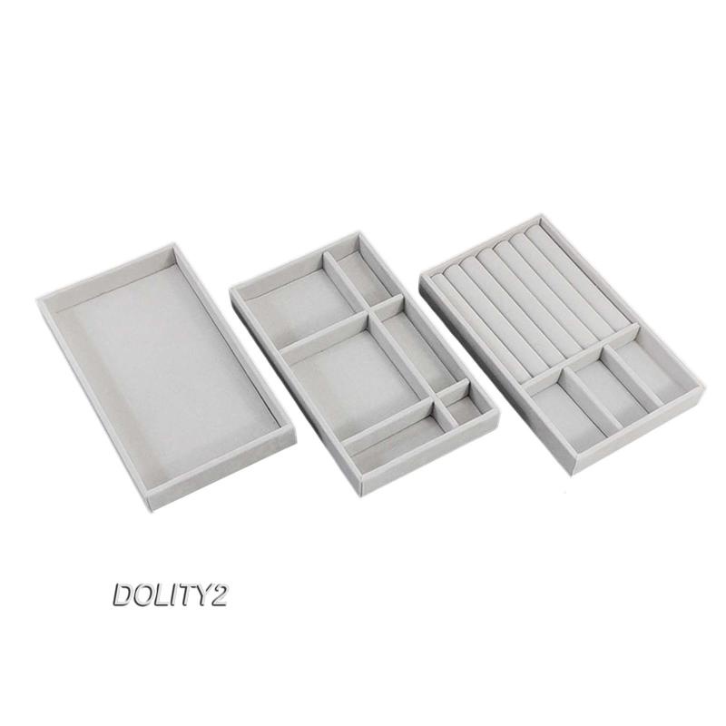 [Dolity2] Set 3 Khay Trưng Bày Trang Sức / Đồng Hồ / Ngăn Kéo Bằng Vải Flannel Cho Nữ