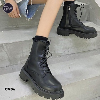 [Hàng Sẵn] [Ảnh Thật] [Freeship] Giày Boots Nữ Cổ Vừa Da Cao Cấp - CV06