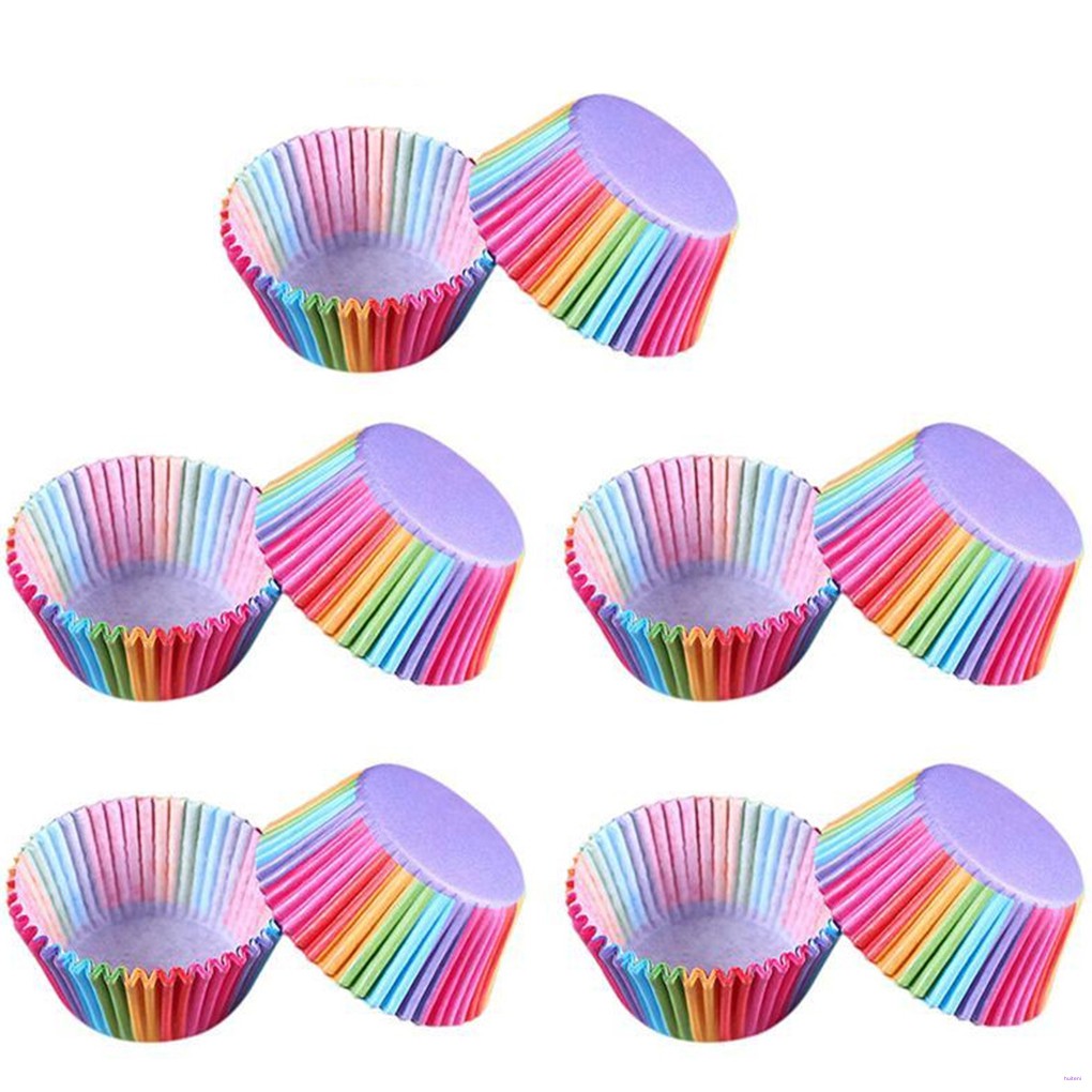 Set 100 Cốc Giấy Làm Bánh Cupcake Nhiều Màu Sắc
