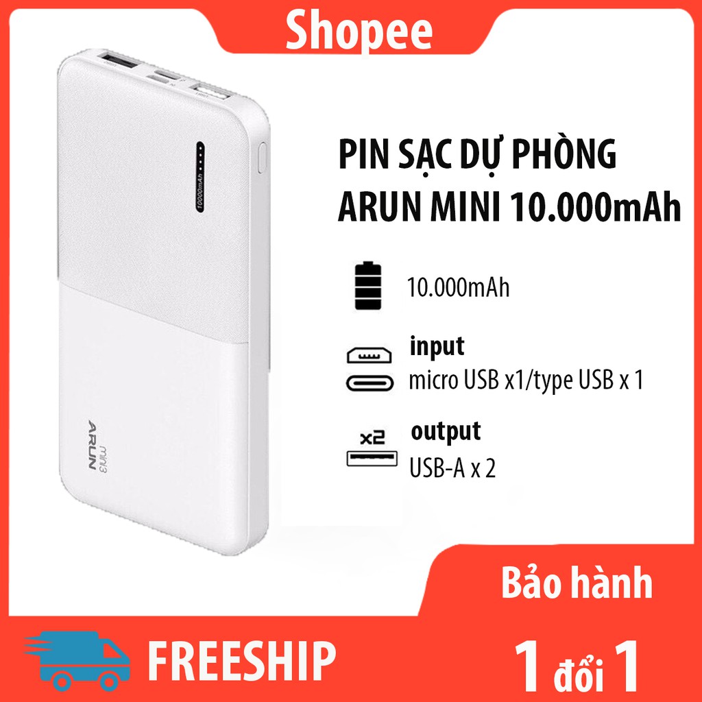 Pin sạc dự phòng Arun mini sạc điện thoại tablet tiện dụng