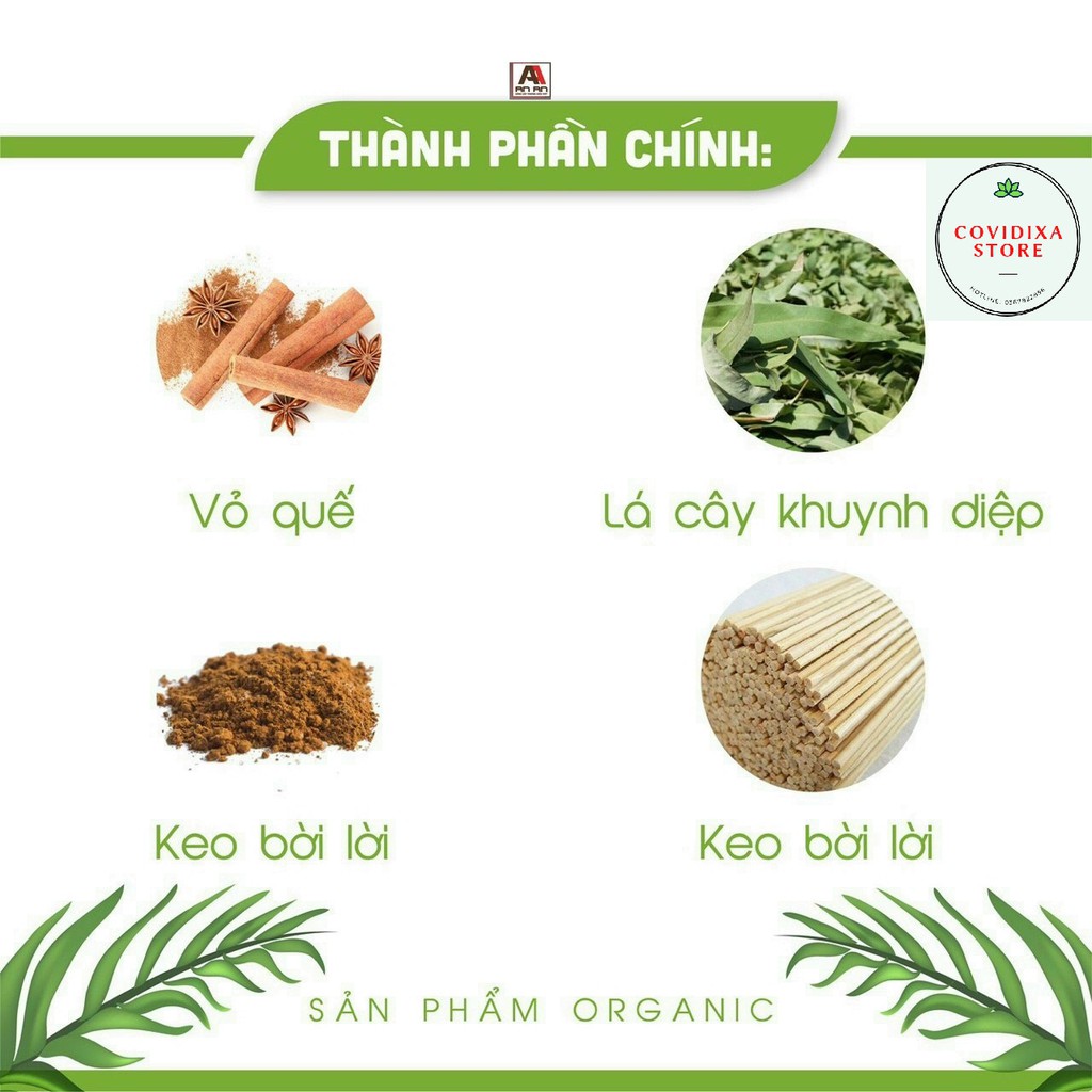 Nhang sạch AN An nhang trầm hương nhang quế hoàn toàn an toàn với sức khỏe con người hộp 200 nhang