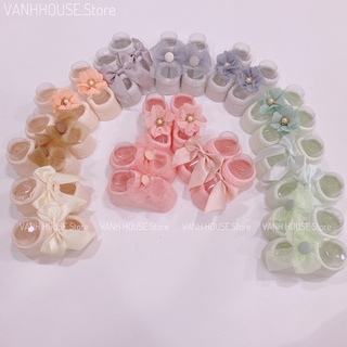 Set 3 đôi tất đính nơ xinh xắn cho bé gái