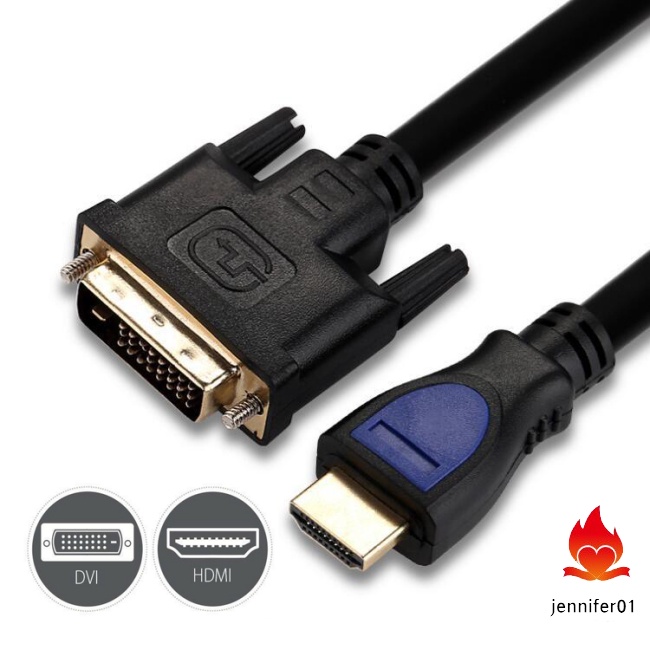 jennifer 1.5m Hdmi-compatible Male To Dvi D 24+1 Male Adapter Cable Bi-directional Transmission