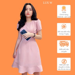 Đầm dự tiệc xinh màu hồng thiết kế đuôi cá tay ngắn thời trang cao cấp phù hợp đi chơi đi làm – Lux W Fashion