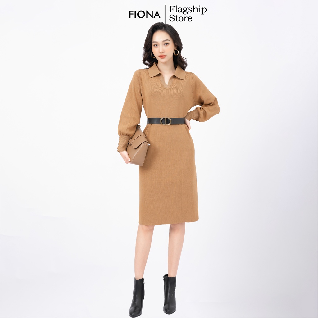 Váy len nữ dáng suông Fiona, đầm len tay dài phong cách Hàn Quốc trẻ trung thanh lịch F851071
