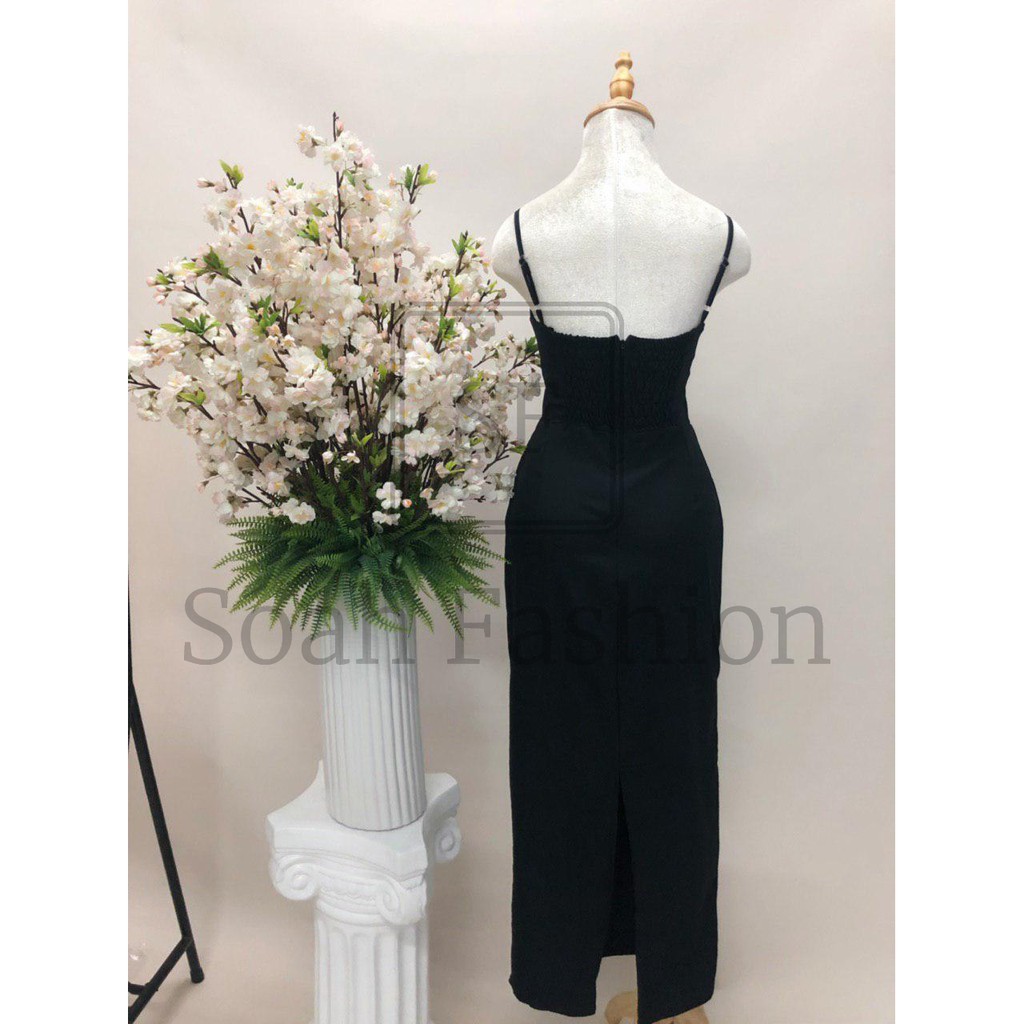 [Mã FAGREEN245 giảm 10% tối đa 30K đơn 99K] Đầm 2 Dây Maxi Chun Nhún Lưng Xẻ Sau EMO | BigBuy360 - bigbuy360.vn