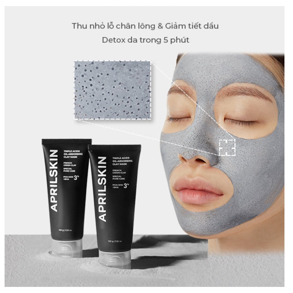 Mặt Nạ Đất Sét Hút Dầu Thu Nhỏ Lỗ Chân Lông APRILSKIN Triple Acids Oil-Absorbing Clay Mask 100g