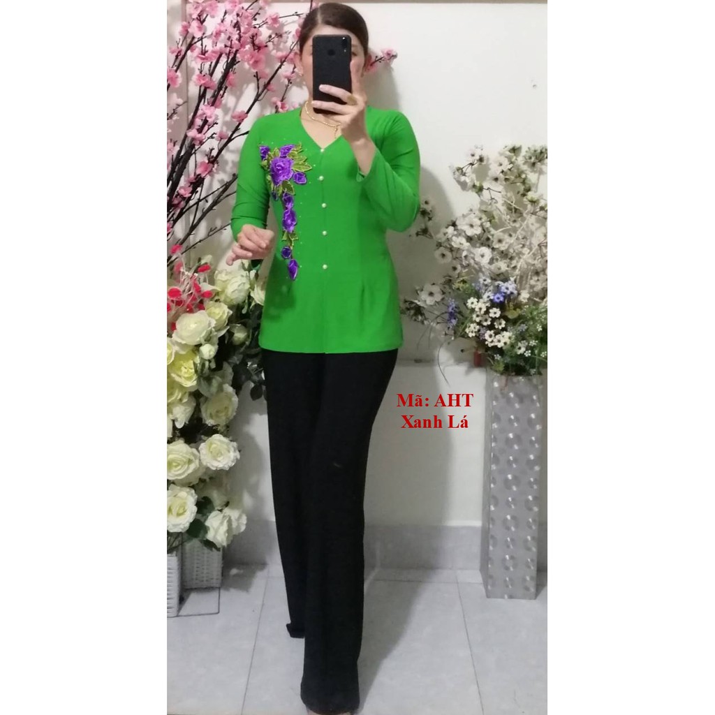 Bộ BB (Áo Bà Ba Hoa Tím + Quần Đen Rộng) | BigBuy360 - bigbuy360.vn