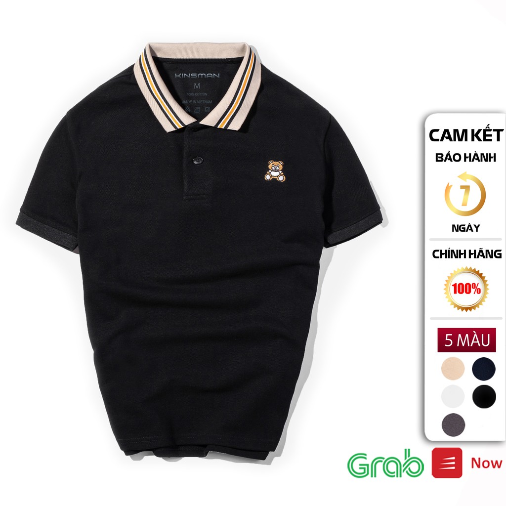 Áo Thun polo Nam KINSMAN Tay Ngắn Thêu Gấu có cổ vải Cotton dày mịn Rẻ Đẹp qttd PL724