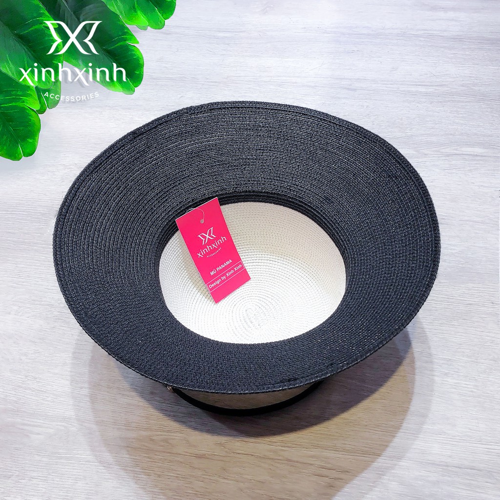 Mũ cói lụa cao cấp đai khuy thời trang - Xinh Xinh Accessories