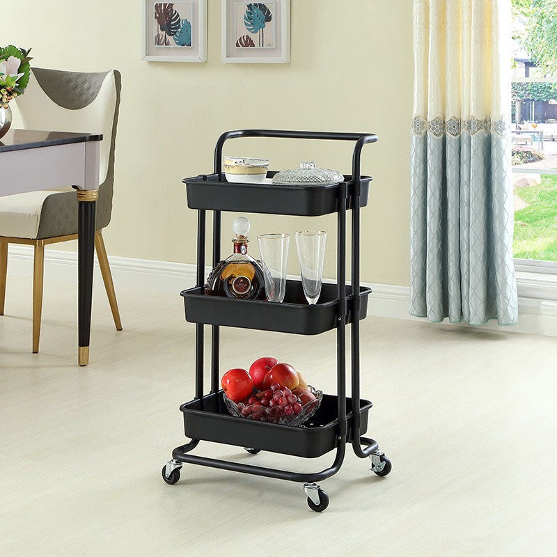 Kệ Bỉm Sữa Trắng 3 Tầng Loại Tốt Lắp Ráp Xe Đẩy Đồ Phòng Khách Phòng Bếp Chắc Chắn Loại 1