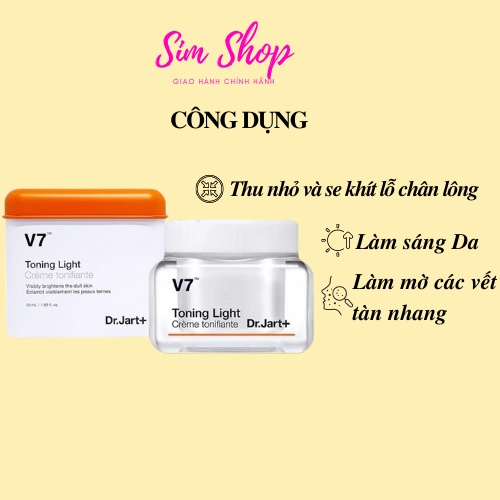 Kem dưỡng v7 toning light, Dr.Jart+, Dưỡng trắng da simshop102