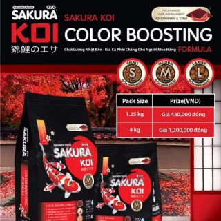 Sakura Koi Color Boosting Formula - Thức ăn siêu tăng màu đẹp tự nhiên cho koi túi zip 1 kg