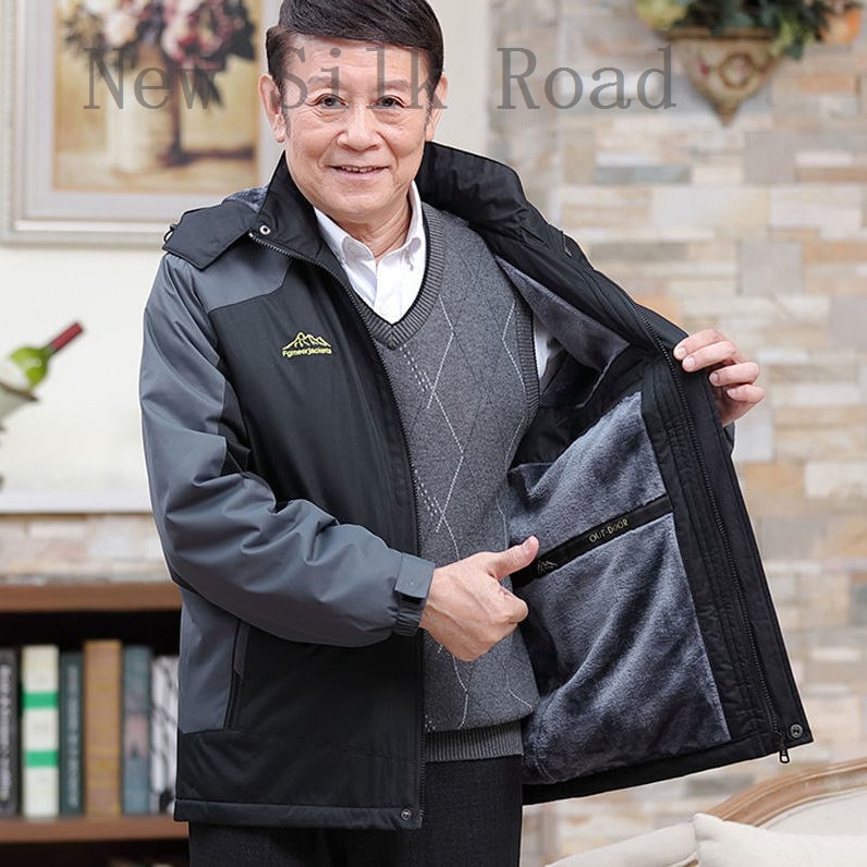 Áo khoác giữ ấm chống gió lót lông thời trang mùa Đông cho người trung niên