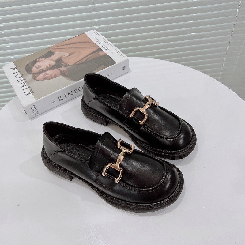Giày lười Oxford nữ QCCC đế cao 3.5cm [ Wood shoes ]