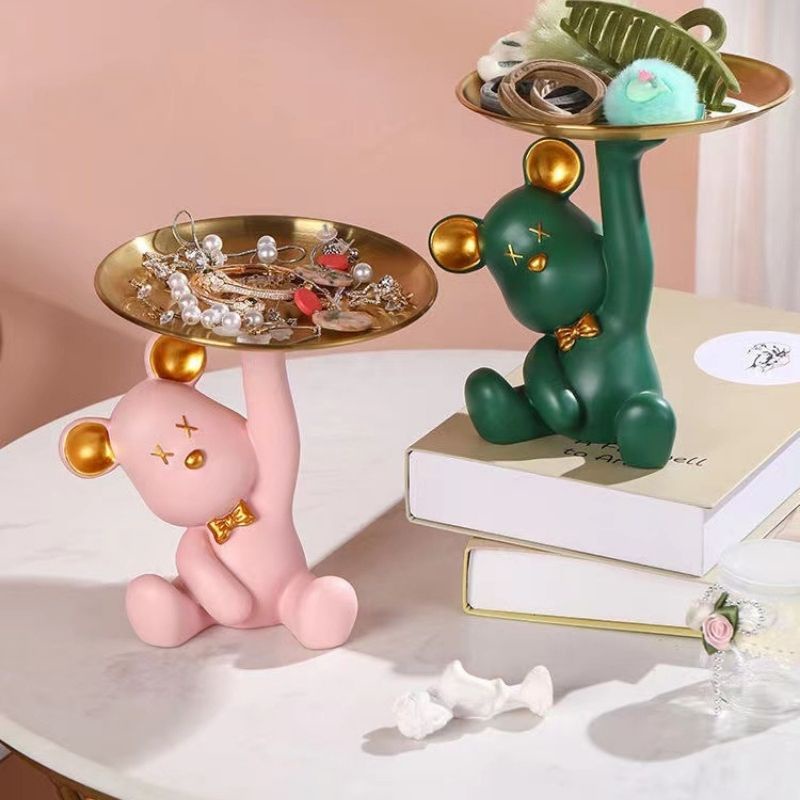 Tượng gấu bê khay đựng mỹ phẩm trái cây decor nhà cửa quà tặng sinh nhật ý nghĩa siêu xinh Giá Rẻ