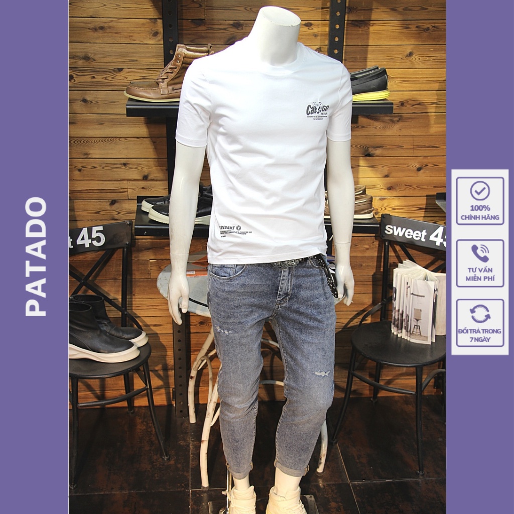 Áo thun nam PATADO áo phông nam tay ngắn cổ tròn Unisex chất thun cotton co giãn 4 chiều mềm mại