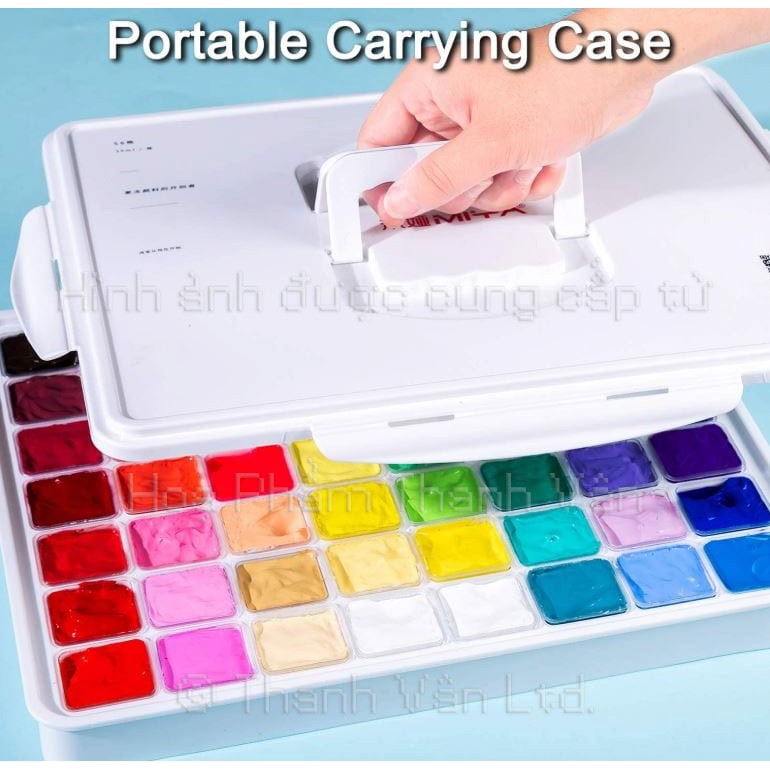 Màu Gouache Màu Wat Woat Bột Pha Sẵn Dạng Thạch MIYA Himi Gouache pan set 56 màu x 30ml