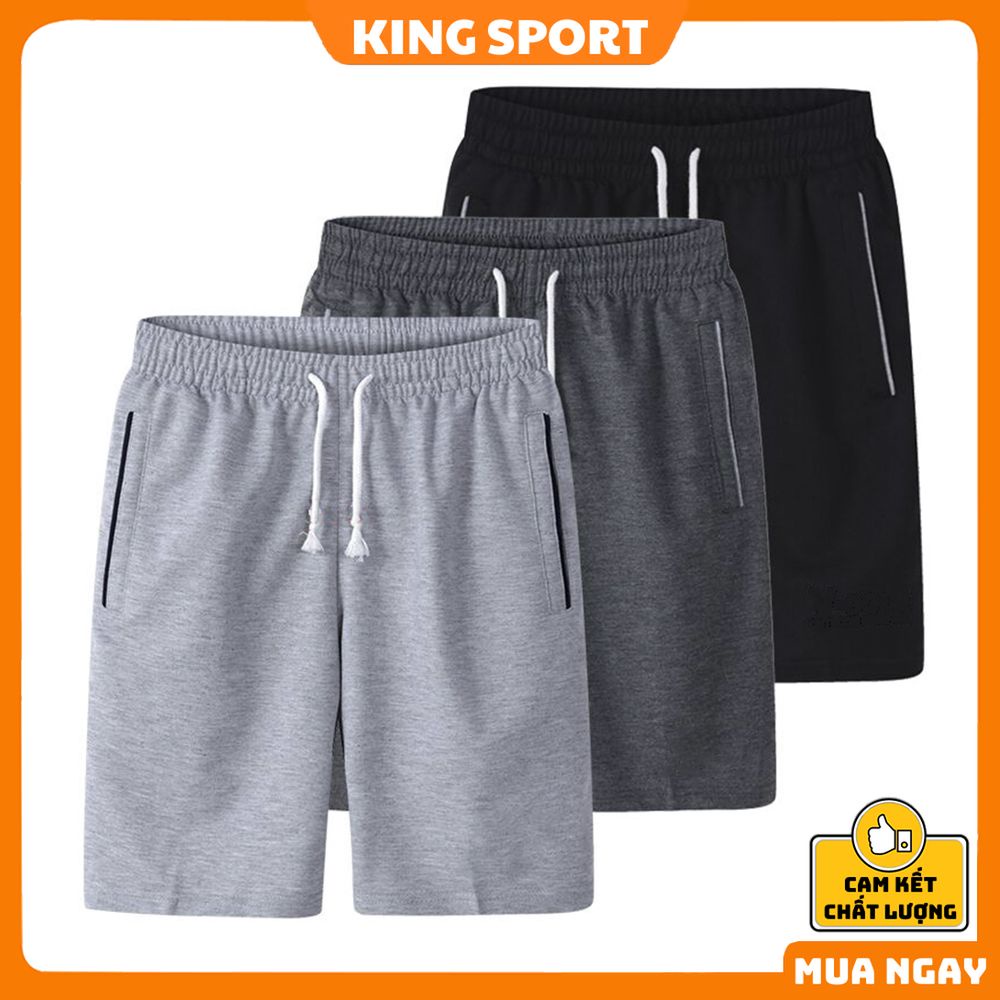 Quần đùi nam thể thao, quần short nam thun unisex ống rộng thể thao oversize thoáng mát phong cách hàn quốc KING SPORT